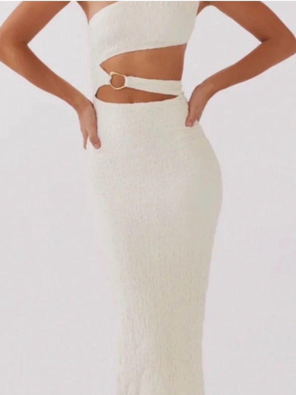 Peppermayo Cream Cutout Maxi Dress with Buckle Detail